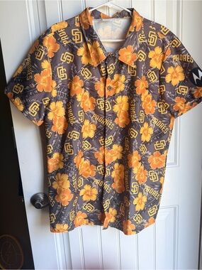 San Diego Padres Orange Floral Camp Collar Shirt